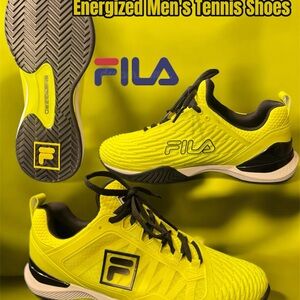 Fila Energized Yellow and Black Tennis Shoes, Size 9